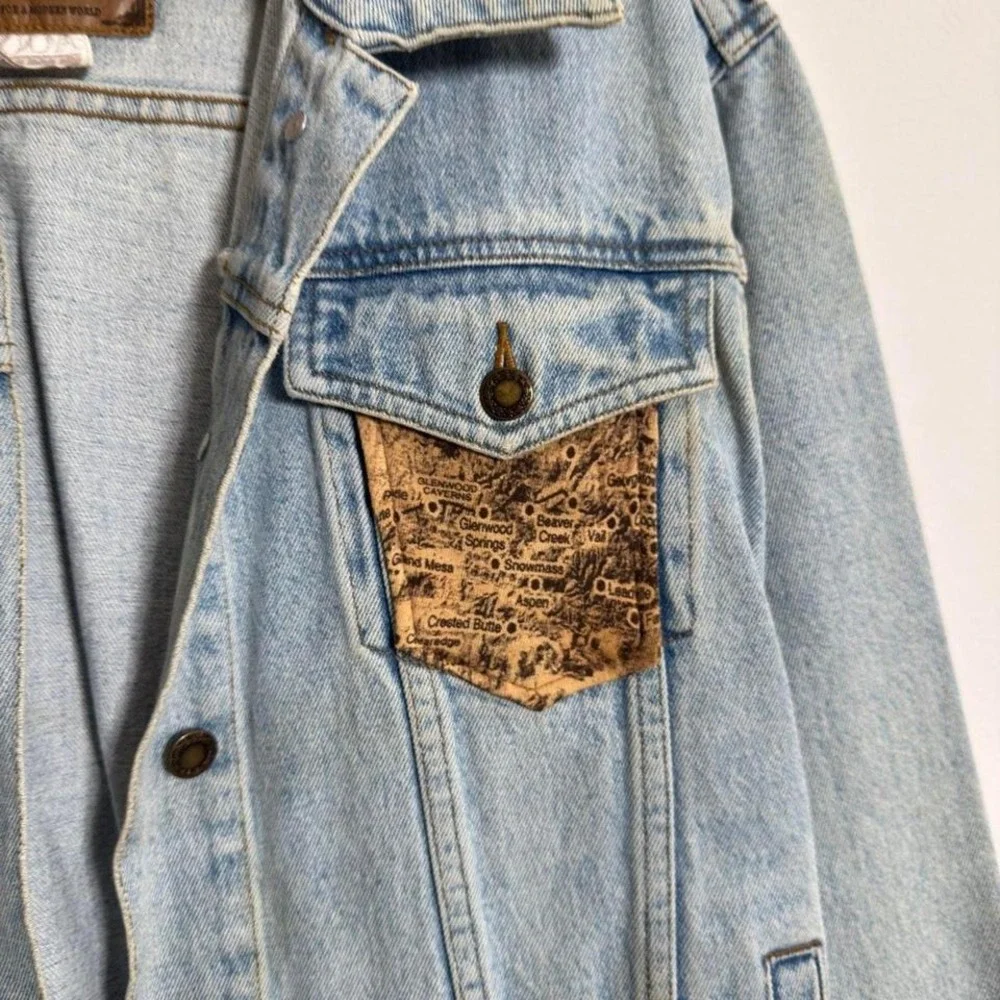 Vintage Colorado Map Denim‎ Jacket Light Wash Vintage Women's Large/Men's Medium